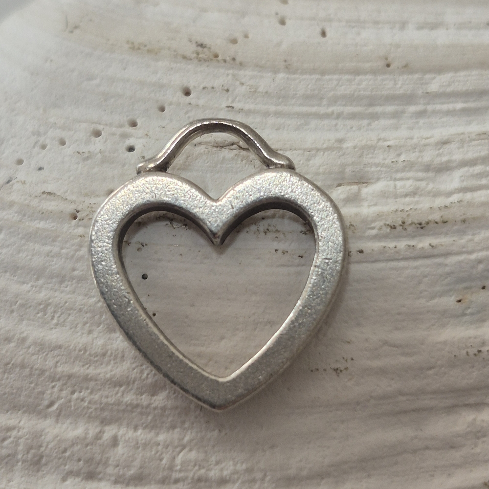 Tiffany & Co. Antique Open Heart Silver Pendant {RARE]